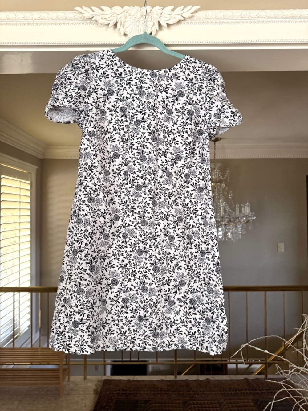 LOFT Black and White Floral Mini Dress